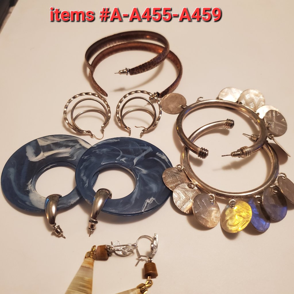 Earrings, Items # A-455-459, Wt.78.Grams